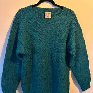 Vintage Irish Cooleen Handknitted Wool Sweater – Green, Size 40
